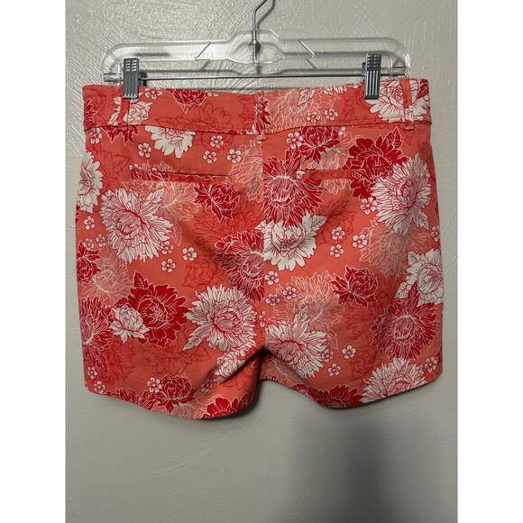 Isaac Mizrahi Womens Orange Floral Print Cotton Blend Pocket Chino Shorts Size 6 - Picture 7 of 9